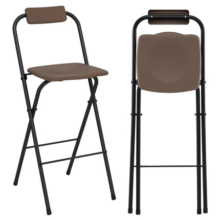 Tabourets de bar pliables d'extérieur avec dossier et repose-pieds, lot de 2