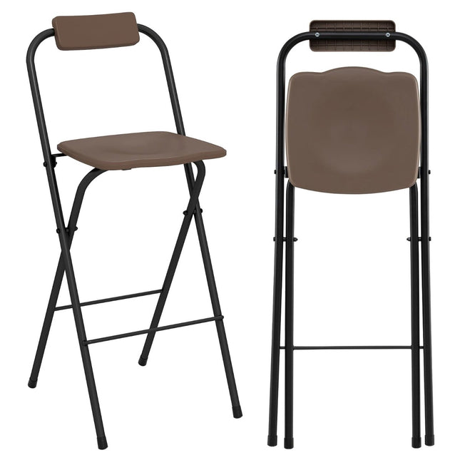 Tabourets de bar pliables d'extérieur avec dossier et repose-pieds, lot de 2