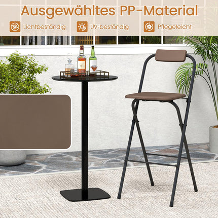 Tabourets de bar pliables d'extérieur avec dossier et repose-pieds, lot de 2