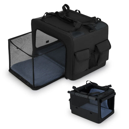 Sac de transport pliable pour animaux de compagnie avec double ouverture, panier en filet, 80 x 60 x 42 cm