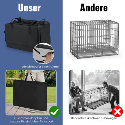 Sac de transport pliable pour animaux avec double ouverture et panier en filet, 88 x 72 x 48 cm