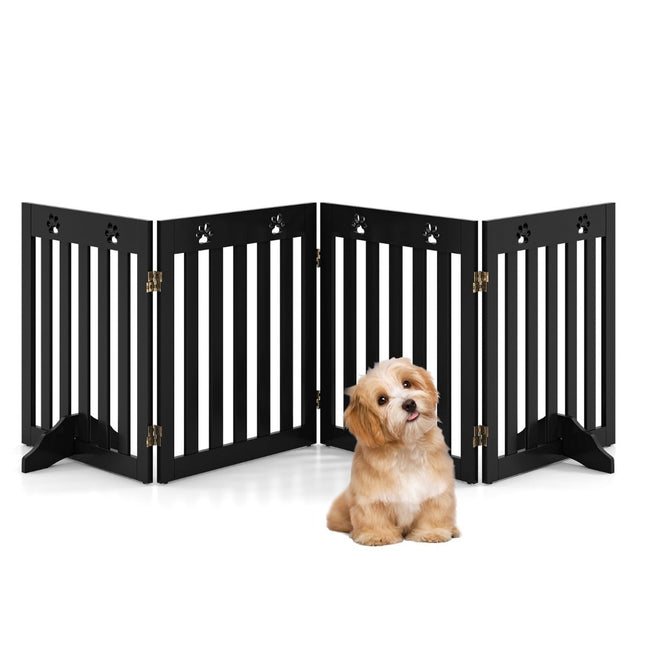 Barrière pliable pour animaux - 4 panneaux, MDF, 203 x 60 cm, marron