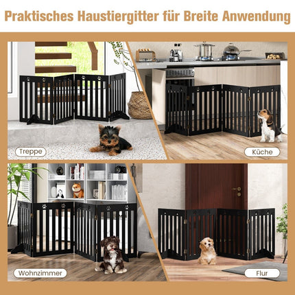 Faltbares Haustiertor – 4 Paneele, MDF, 203 x 60 cm, Braun