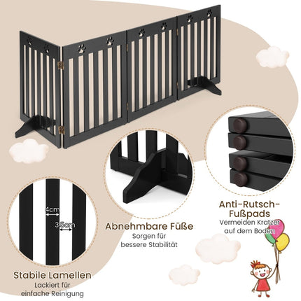 Faltbares Haustiertor – 4 Paneele, MDF, 203 x 60 cm, Braun