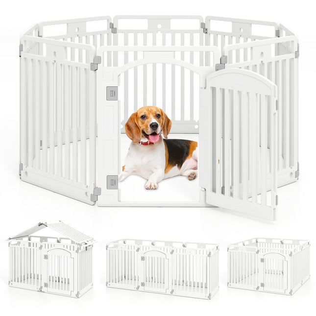 Parc pliable pour animaux de compagnie avec 8 panneaux et porte verrouillable