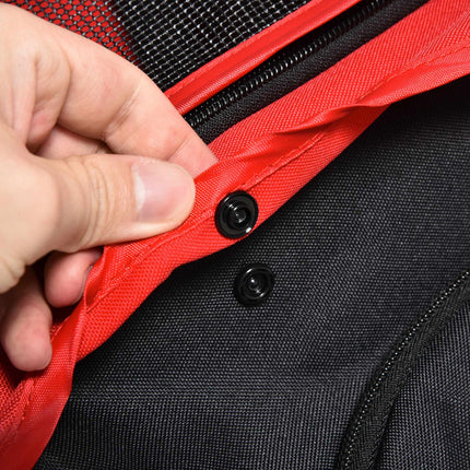 Poussette pliable pour animaux, 3 roues, fenêtres en filet, rouge, poids max. 10 kg
