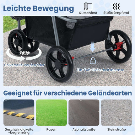 Poussette pliable pour animaux de compagnie avec capote réglable, bleue