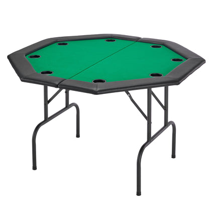 Foldable Poker Table, 8-Player Octagonal, 8 Cup Holders