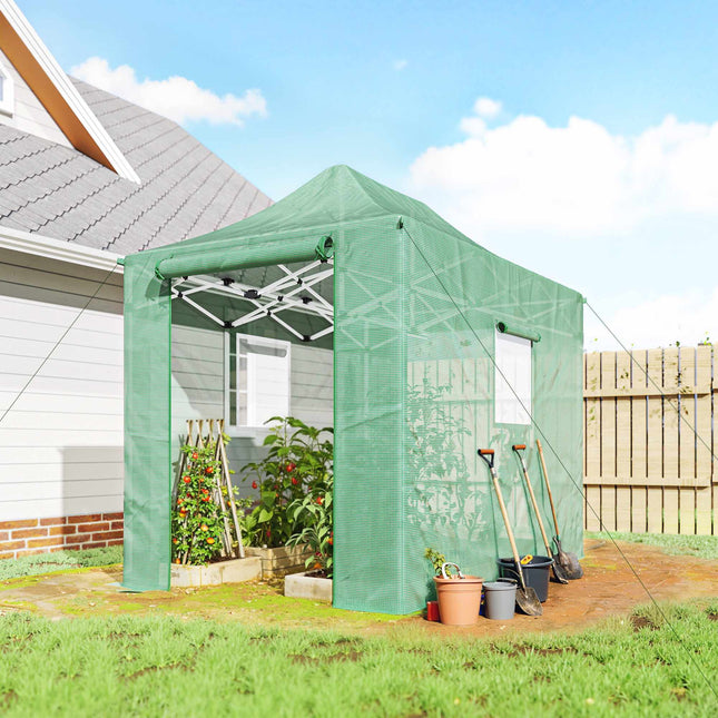 Serre pliable et escamotable, 295 x 200 x 270 cm, protection UV