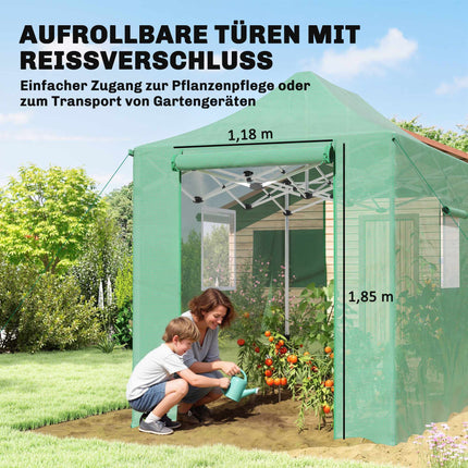 Serre pliable et escamotable, 295 x 200 x 270 cm, protection UV