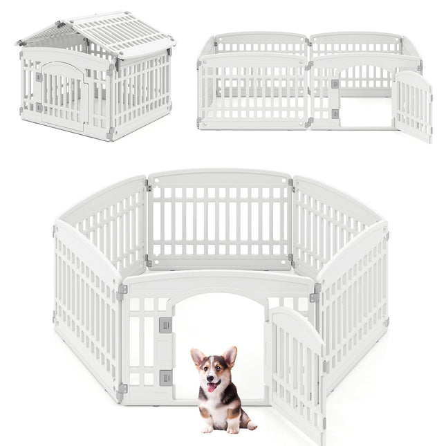 Parc pliable pour chiots avec porte verrouillable, 6 panneaux