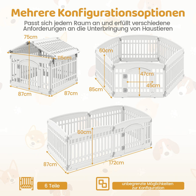 Parc pliable pour chiots avec porte verrouillable, 6 panneaux