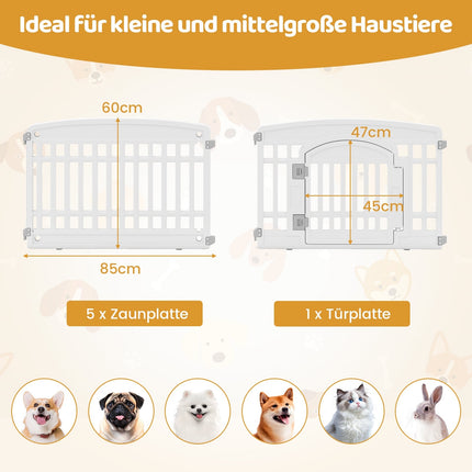 Parc pliable pour chiots avec porte verrouillable, 6 panneaux