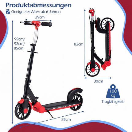 Trottinette pliable avec roues LED et guidon réglable