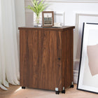 Table de couture pliable à roulettes avec rangement, marron