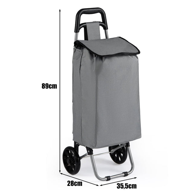 Chariot de courses pliable avec sac étanche de 35 L, gris