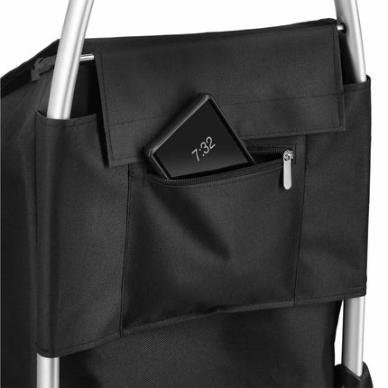 Chariot de courses pliable 45L noir, intérieur isotherme