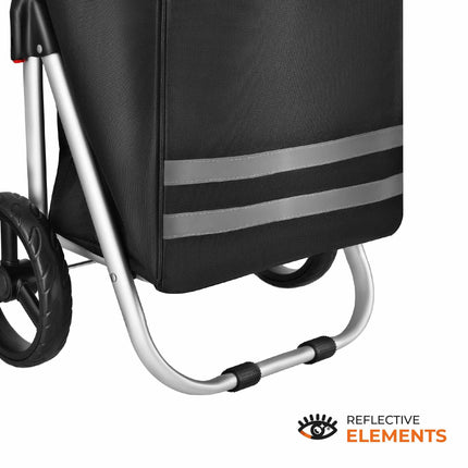 Chariot de courses pliable 45L noir, intérieur isotherme
