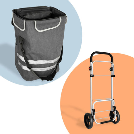 Chariot de courses pliable, 45 L, sac isotherme, capacité de 35 kg