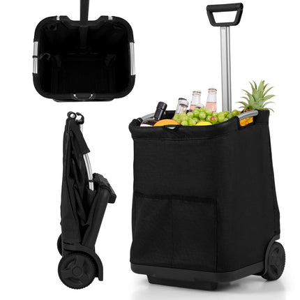 Chariot de courses pliable, capacité 50 L, poignée réglable