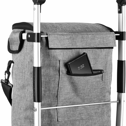 Chariot de courses pliable 50 L, gris, isolation thermique