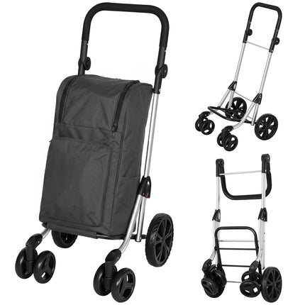 Faltbarer Einkaufswagen mit Kühltasche, 46 l, Dunkelgrau