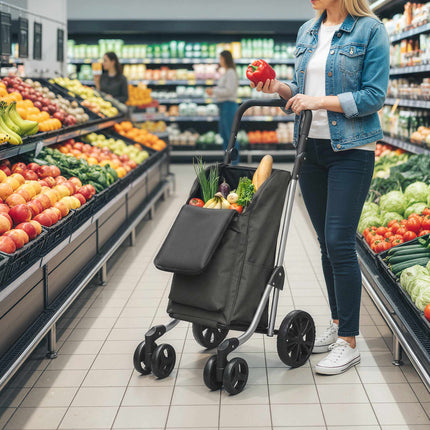 Faltbarer Einkaufswagen mit Kühltasche, 46 l, Dunkelgrau