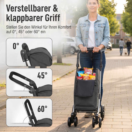 Faltbarer Einkaufswagen mit Kühltasche, 46 l, Dunkelgrau