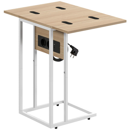 Table d'appoint pliable avec ports de chargement USB, métal, 39 x 29 x 57 cm