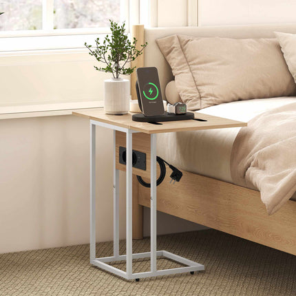 Table d'appoint pliable avec ports de chargement USB, métal, 39 x 29 x 57 cm
