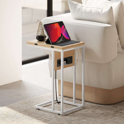 Table d'appoint pliable avec ports de chargement USB, métal, 39 x 29 x 57 cm