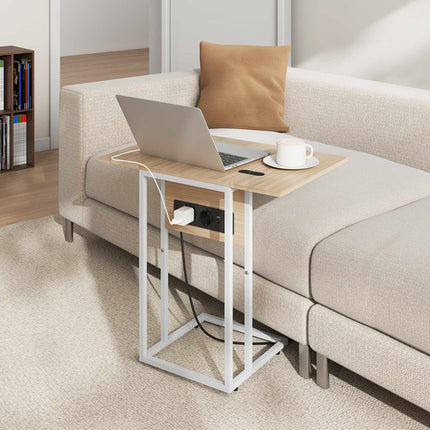 Table d'appoint pliable avec ports de chargement USB, métal, 39 x 29 x 57 cm