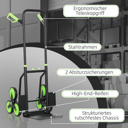 Zusammenklappbare Treppensteiger Sackkarre, Stahlrahmen, 120 kg Tragkraft