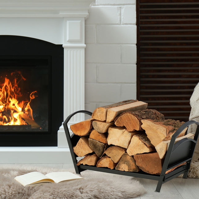 Panier à bois de chauffage pliable en acier avec poignées
