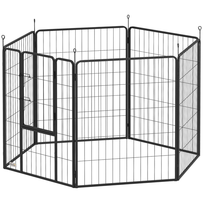 Parc pliable en acier pour animaux de compagnie, 6 panneaux, gris