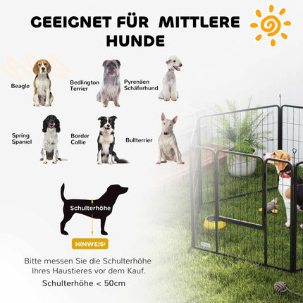 Parc pliable en acier pour animaux de compagnie, 6 panneaux, gris