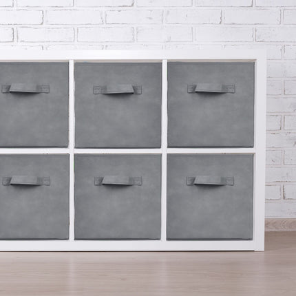 Paniers de rangement pliables, lot de 6 - Tissu gris clair