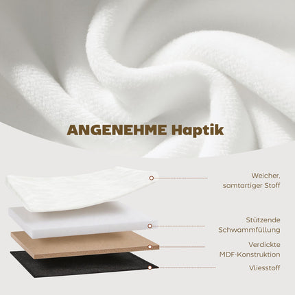 Banc de rangement pliable aspect velours, crème, 76 x 38 x 35 cm