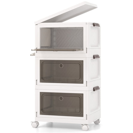 Boîtes de rangement pliables avec couvercles, lot de 3, 75 L, blanches