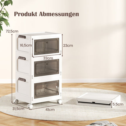 Boîtes de rangement pliables avec couvercles, lot de 3, 75 L, blanches