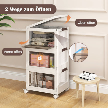 Boîtes de rangement pliables avec couvercles, lot de 3, 75 L, blanches