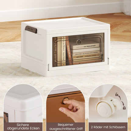 Boîtes de rangement pliables avec couvercles, lot de 3, 75 L, blanches