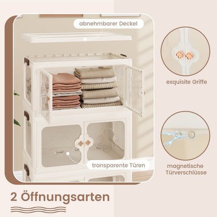 Coffre de rangement pliable avec couvercle, roulettes, capacité de 159 L