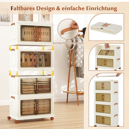 Faltbare Aufbewahrungsbox mit Rollen, Magnettüren, 280L Fassungsvermögen