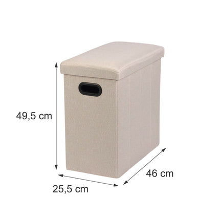 Foldable Storage Stool with Padded Lid and 50 L Interior, Beige, 300 kg Load