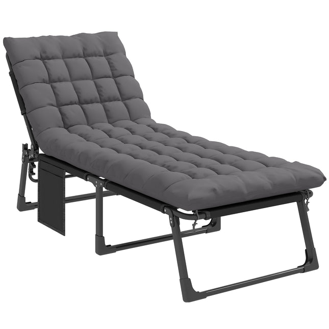 Chaise longue pliable avec dossier et coussin réglables