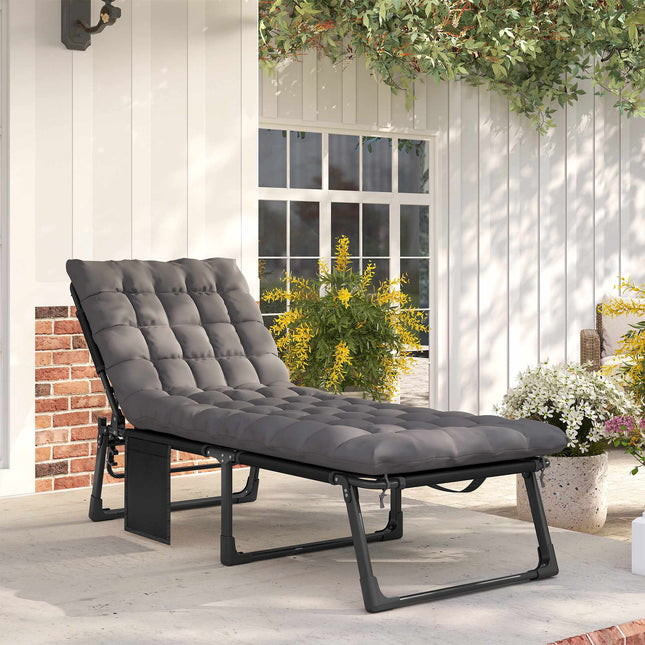 Chaise longue pliable avec dossier et coussin réglables