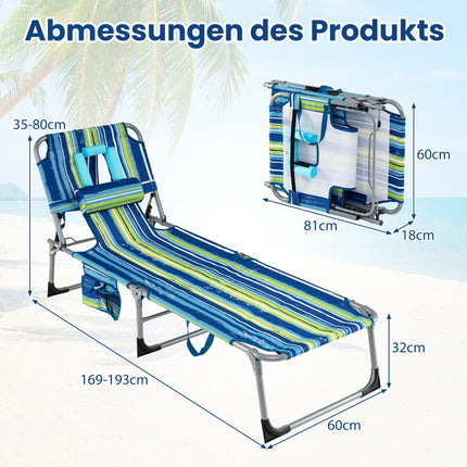 Bain de soleil pliable avec ouvertures pour le visage et les bras, dossier réglable