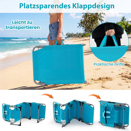 Klappbare Sonnenliege mit Gesichts- & Armlöchern, verstellbarer Rückenlehne, Türkis