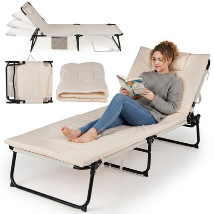 Bain de soleil pliable avec matelas amovible, réglable en 4 positions